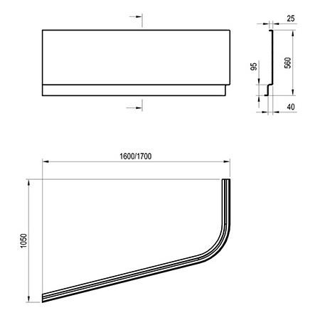 Панель фронтальная для ванны Ravak Chrome R 170x105 см правая