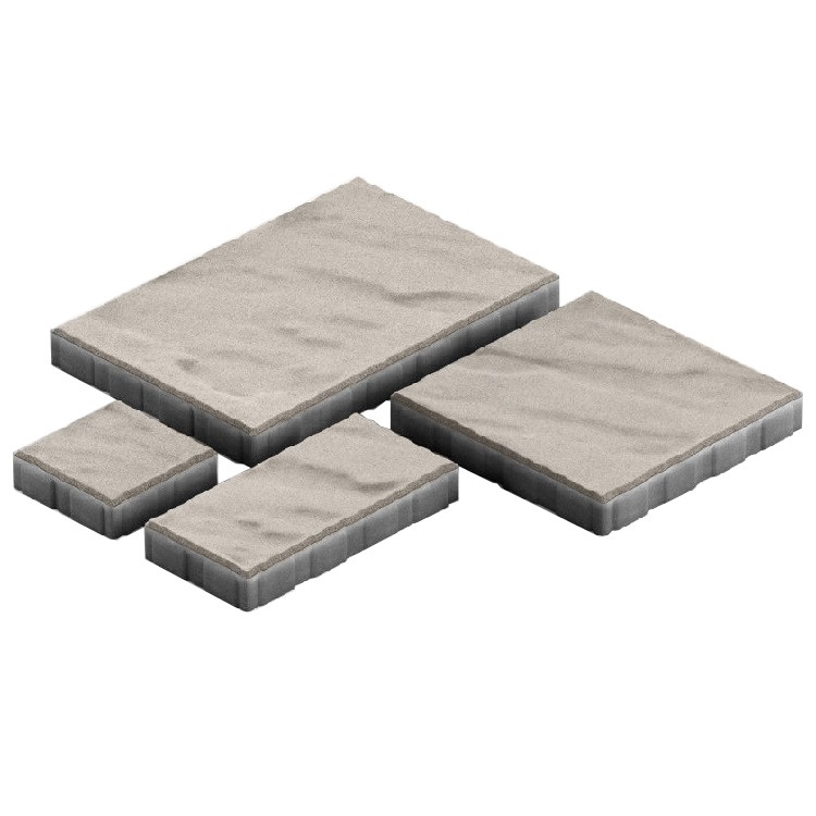 Тротуарная плитка Steingot Грандо из серого цемента с частичным прокрасом светло-серая мультиформат