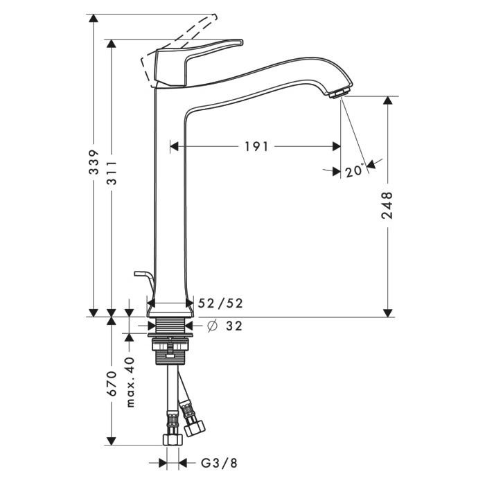 Смеситель для раковины Hansgrohe Metris Classic Highriser 31078000