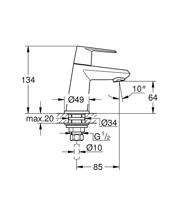 Вентиль для раковины Grohe Eurodisc Cosmopolitan 23051002