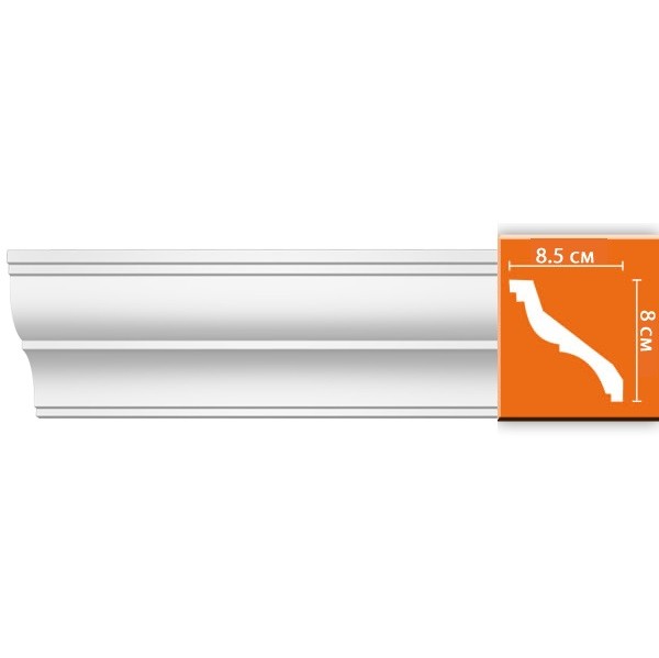 Плинтус потолочный полиуретановый Decomaster 96120 2400х85х80 мм
