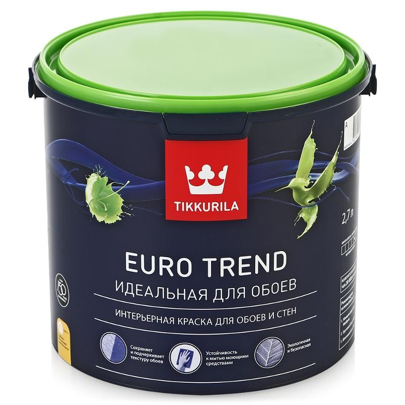 Краска для обоев и стен Tikkurila Euro Trend основа А 2,7 л