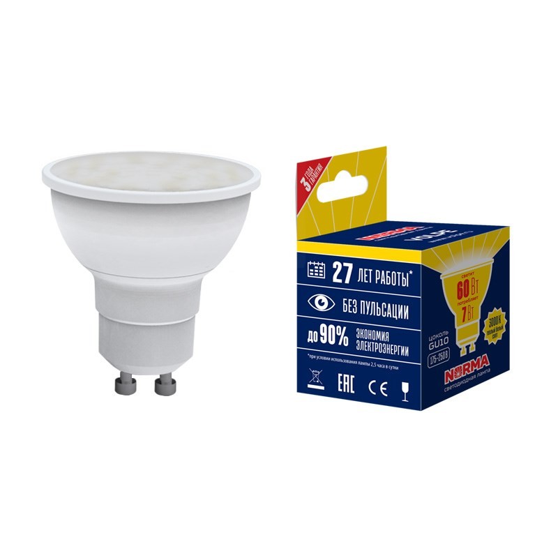 Лампа светодиодная Volpe Norma LED-JCDR-7W/WW/GU10/NR 3000K