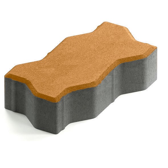 Тротуарная плитка Steingot Практик 60 из белого цемента с частичным прокрасом зигзаг оранжевая 225х112,5х60 мм