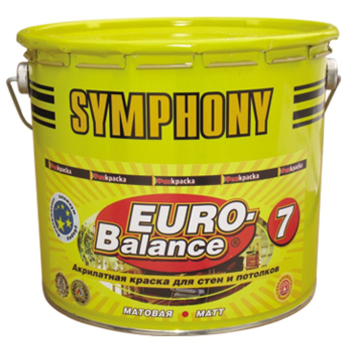 Краска акриловая Symphony Euro-Balance 7 A матовая 2,7 л металлическое ведро