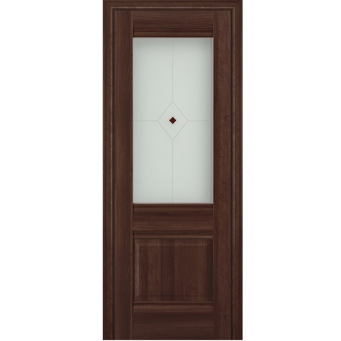 Дверное полотно Profil Doors 2Х экошпон Орех Сиена со стеклом Узор 2 матовое 2000х800 мм