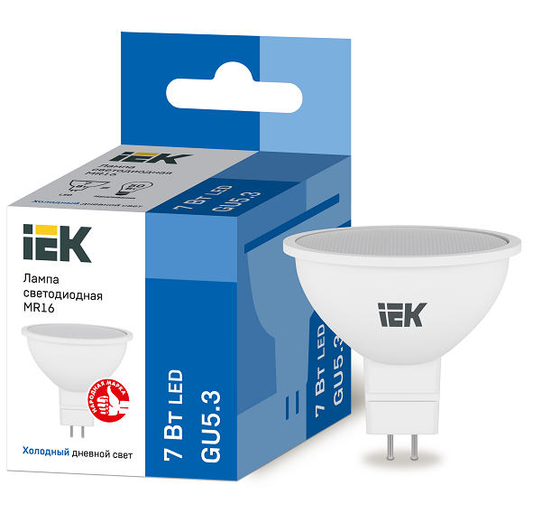Лампа светодиодная IEK Eco MR16 7W GU5.3 6500К 