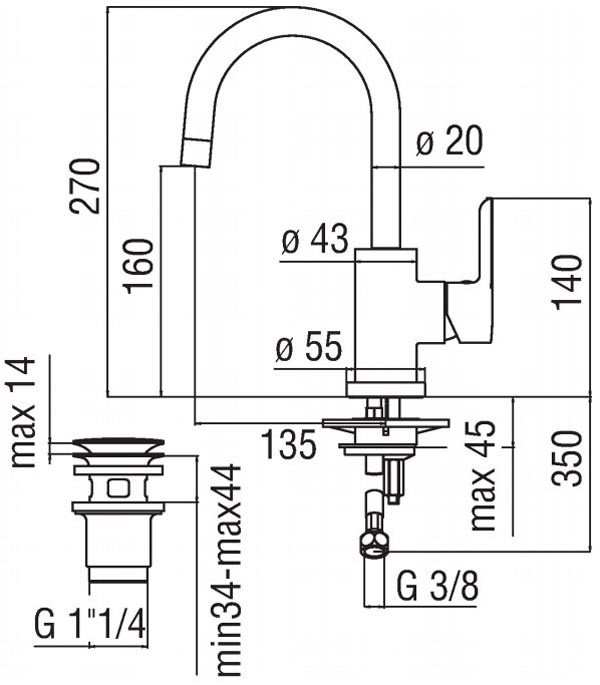 Смеситель для раковины Nobili Abc AB87338/2CR