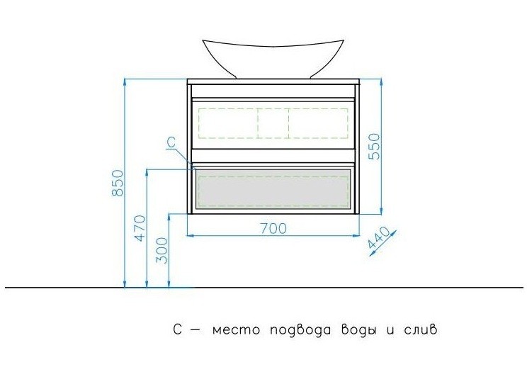 Тумба подвесная с раковиной Style Line Монако 70 Plus осина белая/белый лакобель