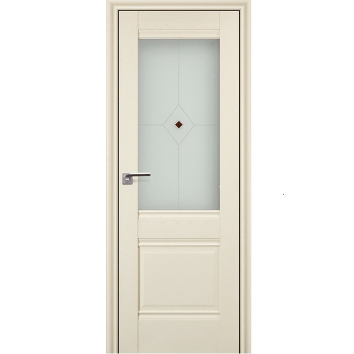 Дверное полотно Profil Doors 2Х экошпон Эшвайт со стеклом Узор 2 матовое 2000х700 мм