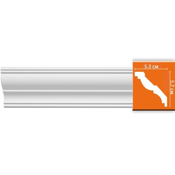 Плинтус потолочный полиуретановый Decomaster DP-350 2400х53х57 мм