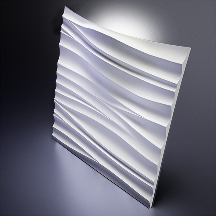 Дизайнерская 3D панель из гипса Artpole Silk 2 LED White 3 модуля 600х600 мм