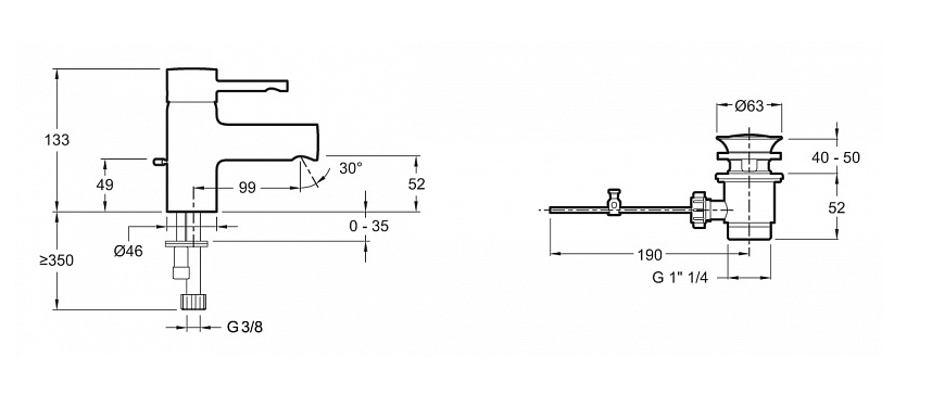 Смеситель для раковины Jacob Delafon Cuff E37301-CP 