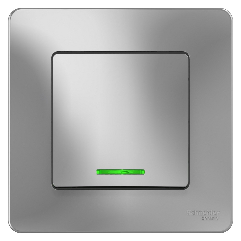 Выключатель Schneider Electric Blanca BLNVS010113 одноклавишный с индикатором алюминий