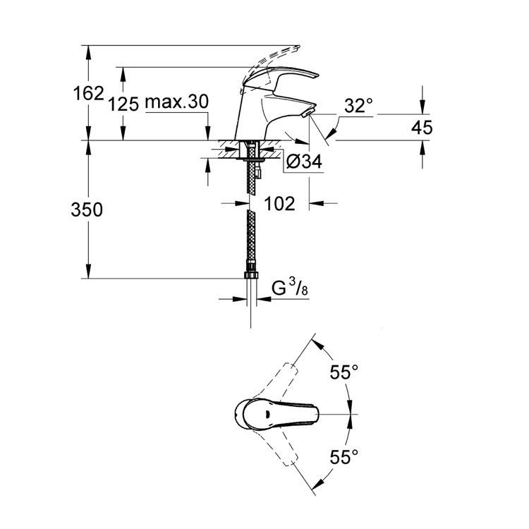 Смеситель для раковины Grohe Eurosmart 33188001