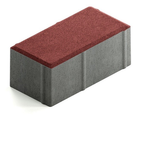 Брусчатка Steingot Сити 80 из серого цемента с частичным прокрасом прямоугольник красная 200х100х80 мм