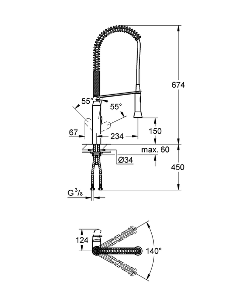 Смеситель для кухни Grohe K7 32950DC0 суперсталь профессиональный 