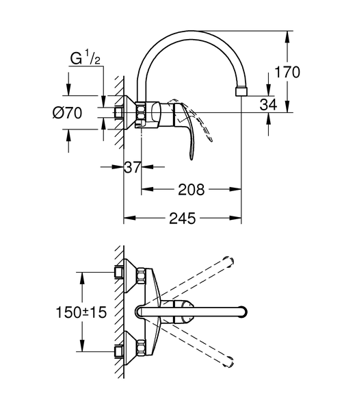 Смеситель для кухни Grohe Eurosmart New 32482002