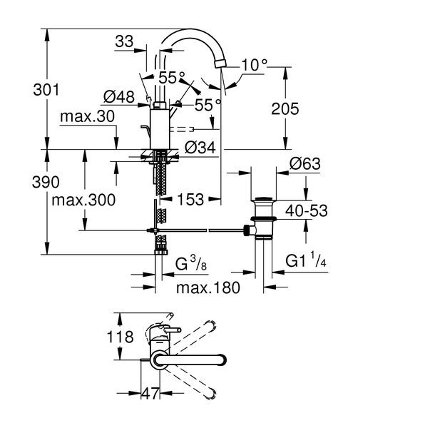 Смеситель для раковины Grohe Concetto 32629001