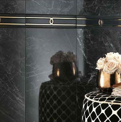 Бордюр керамический для стены Atlas Concorde Marvel Pro Gold Black 305х78 мм