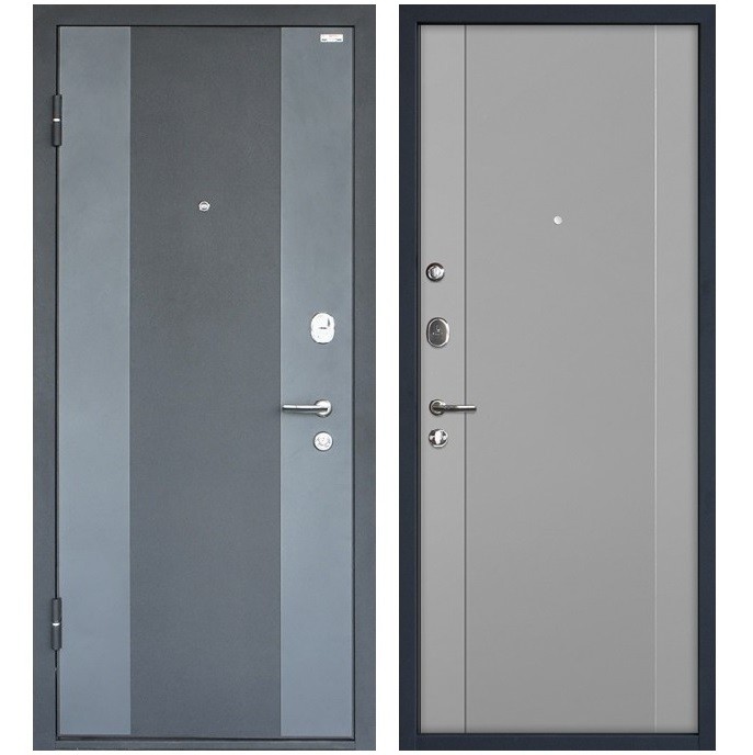 Дверь входная металлическая МеталЮр М27 левая 2050х860 мм снаружи металл Черный бархат внутри МДФ Манхеттен