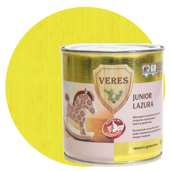 Пропитка для древесины Veres Junior Lazura №25 Лимонная 0,25 л