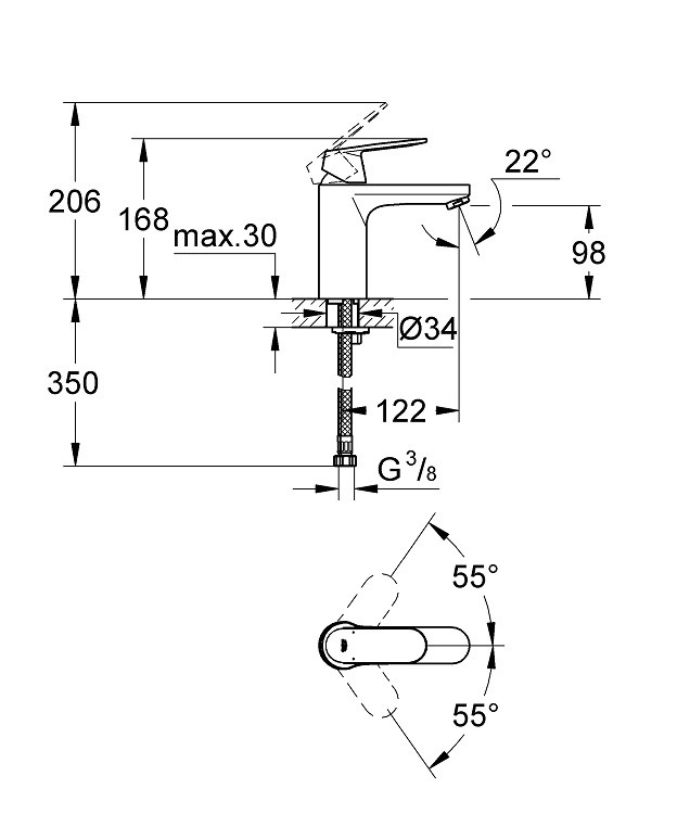 Смеситель для раковины Grohe Eurosmart Cosmopolitan 23327000