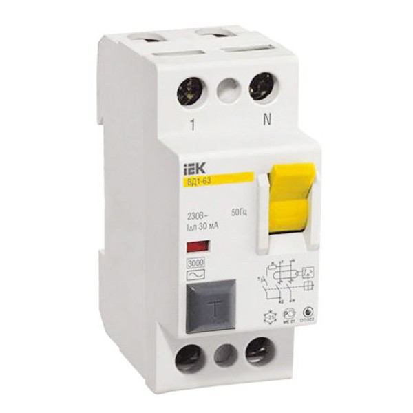 Автоматический выключатель дифференциального тока IEK ВД1-63 2P 40А 30мА