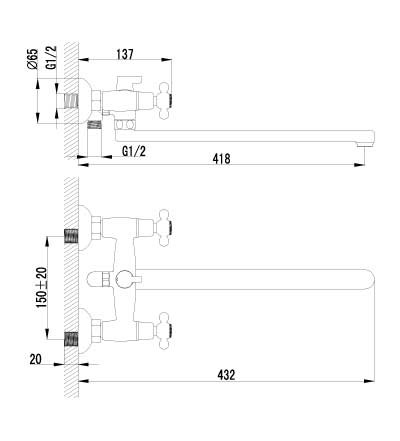 Смеситель для вынны Lemark Standard LM2112C