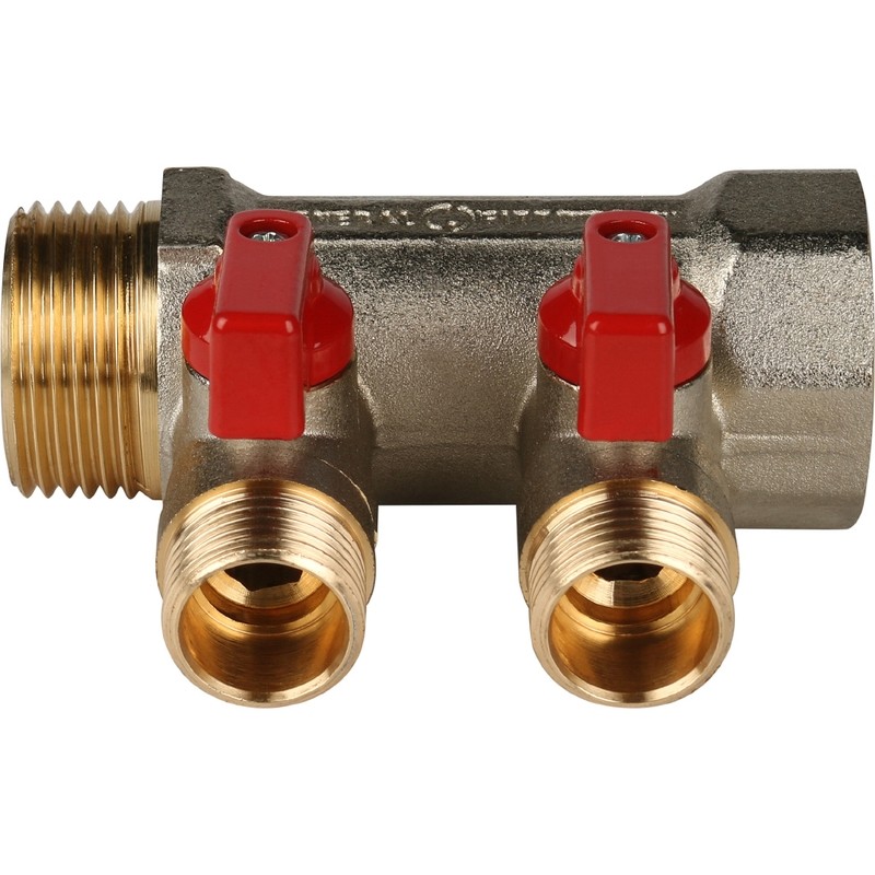 Коллектор с шаровыми кранами Stout SMB 6200 341202 на 2 выхода 1/2 дюйма 