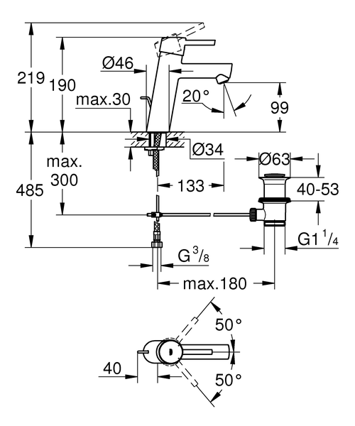 Смеситель для раковины Grohe Concetto 23450001