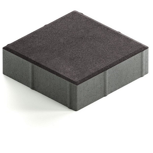 Тротуарная плитка Steingot Практик 60 из серого цемента с частичным прокрасом квадрат черная 200х200х60 мм