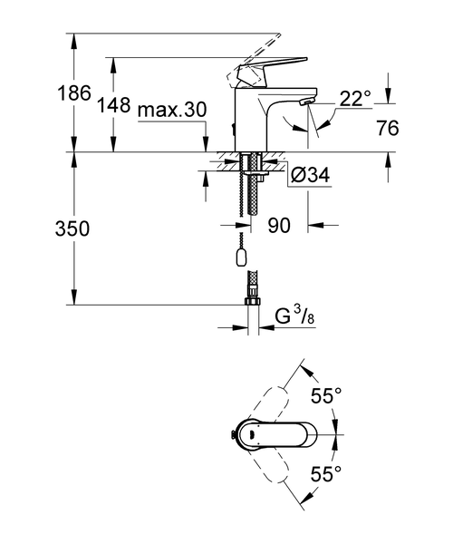Смеситель для раковины Grohe Eurosmart Cosmopolitan 3282700E