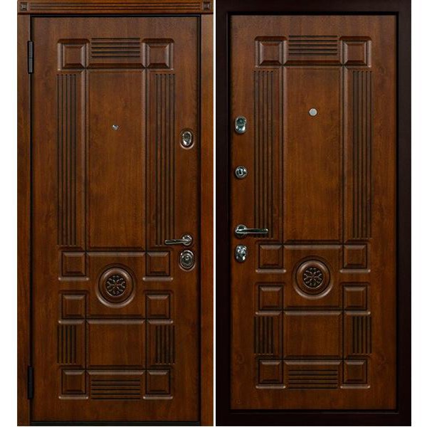 Дверь входная металлическая Сталлер Рим левая 2050х860 мм снаружи и внутри МДФ винорит Дуб темный