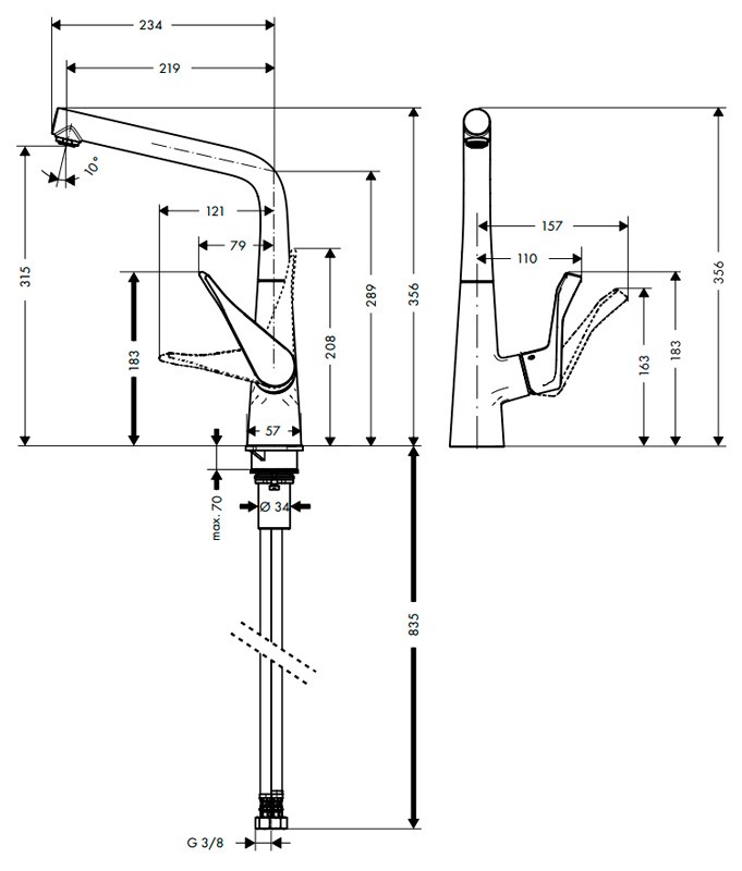 Смеситель для кухни Hansgrohe Metris 320 14822800