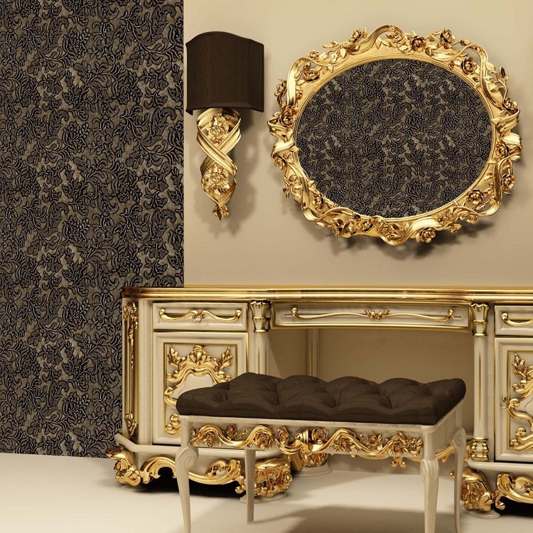 Декоративная панель МДФ Deco Цветы черный и медь 115 930х390 мм