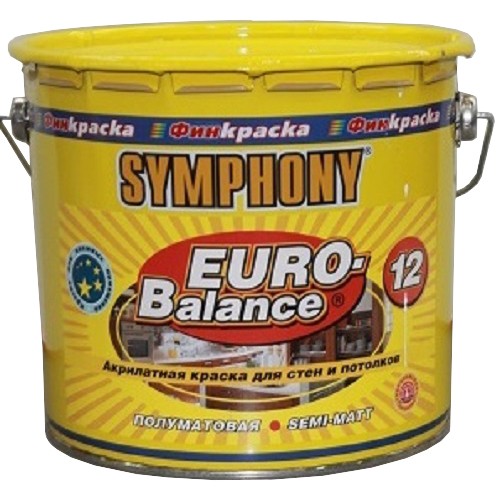 Краска акрилатная Symphony Euro-Balance 12 A полуматовая 2,7 л