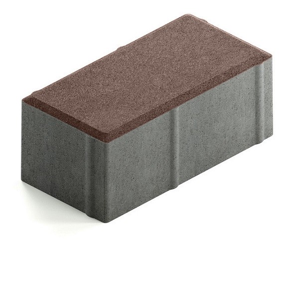 Брусчатка Steingot Сити 80 из серого цемента с частичным прокрасом прямоугольник темно-коричневая 200х100х80 мм
