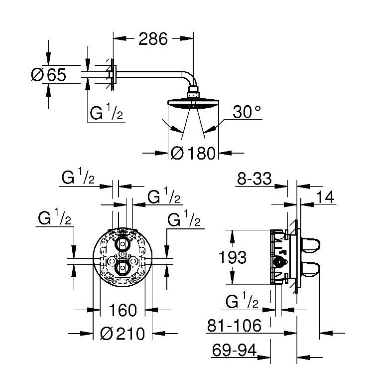 Душевой комплект Grohe Grohtherm 1000 New 34582000
