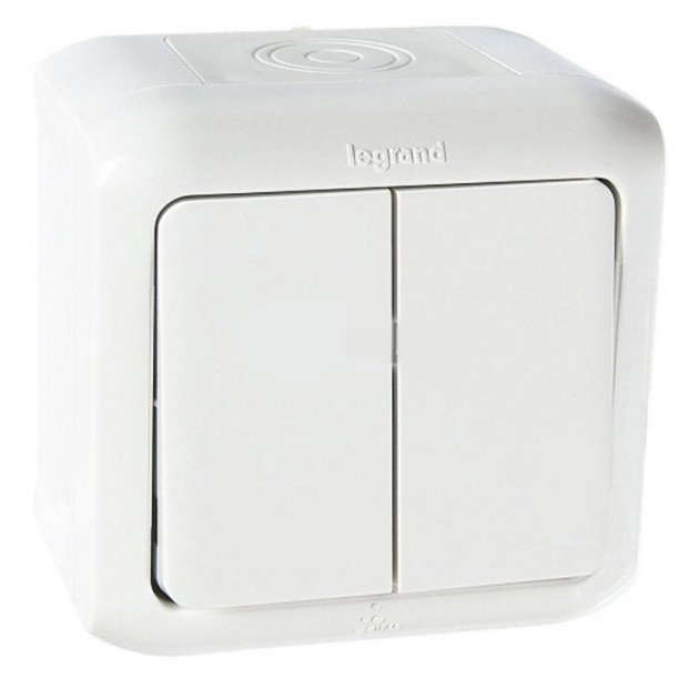 Выключатель Legrand Quteo 782302 IP 44 двухклавишный белый