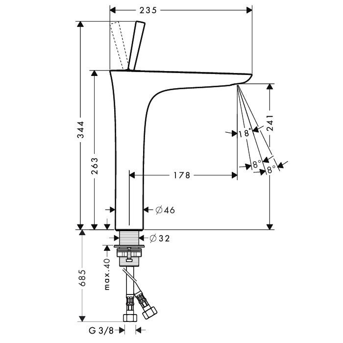 Смеситель для раковины Hansgrohe PuraVida 240 15072000