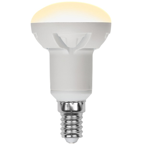 Лампа светодиодная Uniel Яркая LED-R50 7W/3000K/E14/FR/DIM PLP01WH диммируемая матовая 3000K