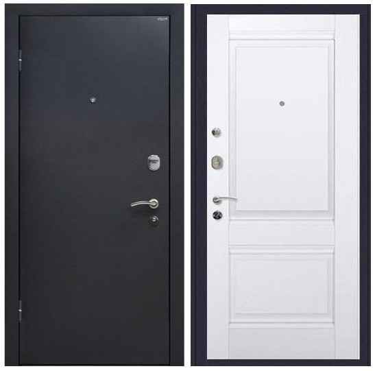 Дверь входная металлическая МеталЮр М41 левая 2050х960 мм снаружи металл Черный шелк внутри МДФ Аляска Unilack