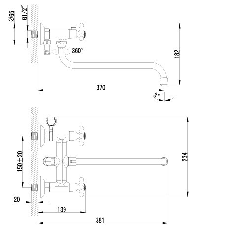 Смеситель для ванны Lemark Plus Harmony LM1451C