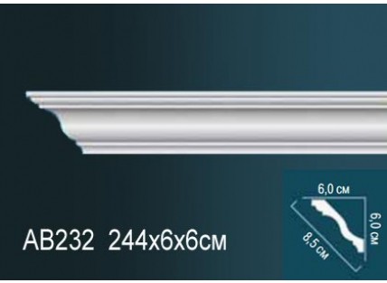 Карниз потолочный полиуретановый Перфект AB232 2440х60х60 мм