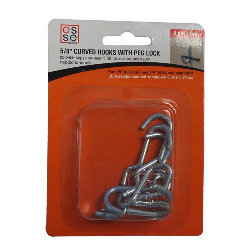 Крючки скругленные с защелкой для перфопанелей Esse Storage for Pegboard PH802 1.58 см 8 шт