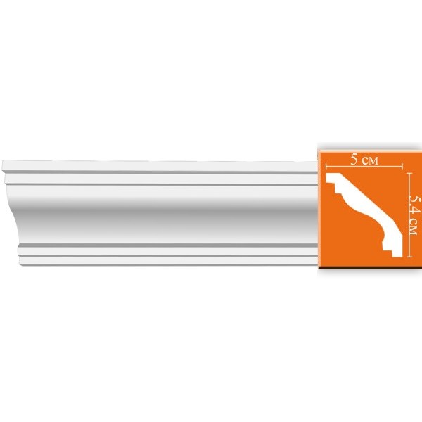 Плинтус потолочный полиуретановый Decomaster 96627 2400х50х54 мм