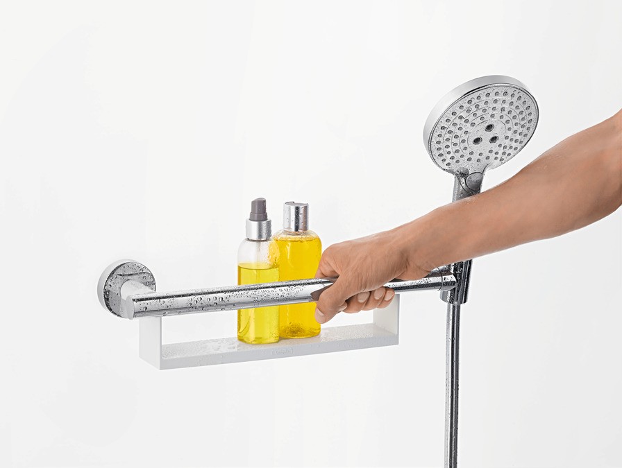 Поручень для ванной Hansgrohe Comfort 26328400 с полочкой и держателем для душа