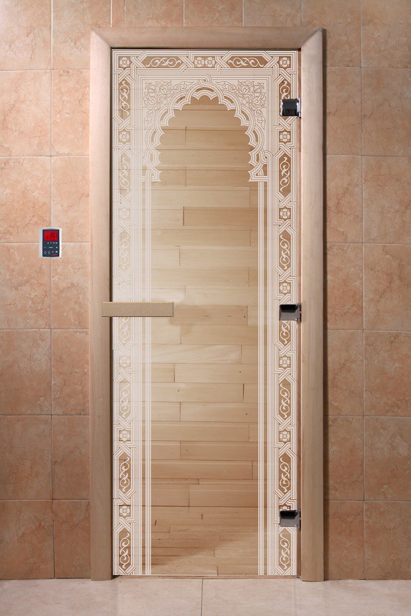 Дверь для сауны стеклянная Doorwood DW01027 Восточная арка прозрачная 700х1900 мм