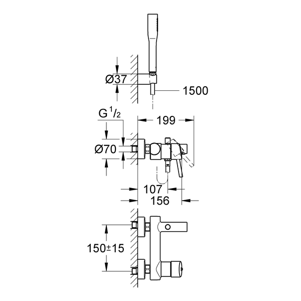 Смеситель для ванны Grohe Concetto 32212001 с душевым гарнитуром Euphoria Cosmopolitan